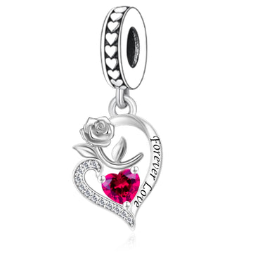 925 sterling silver Heart shaped rose bead