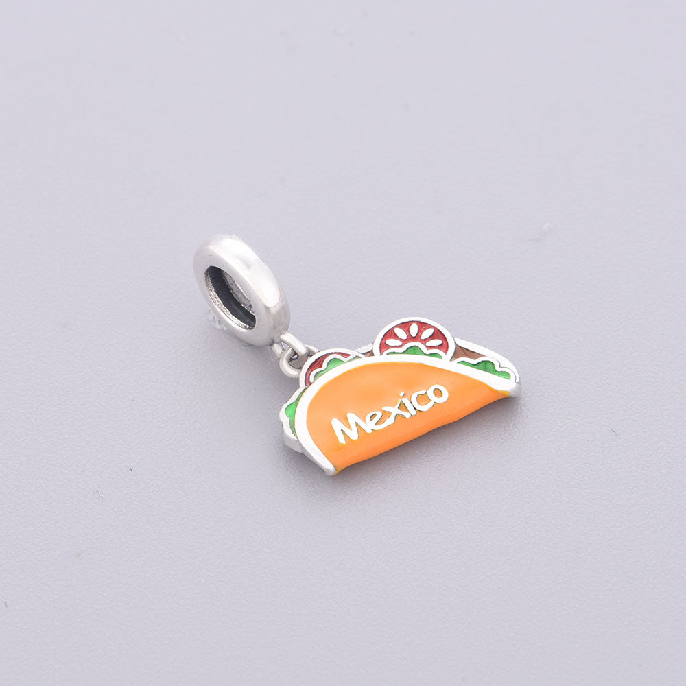 "Festive Flavor" - 925 Sterling Silver Mexico Taco Dangle Charm