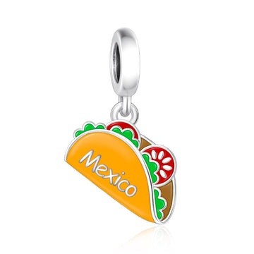 "Festive Flavor" - 925 Sterling Silver Mexico Taco Dangle Charm
