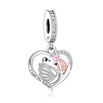 Two swans cuddled together in 925 sterling silver