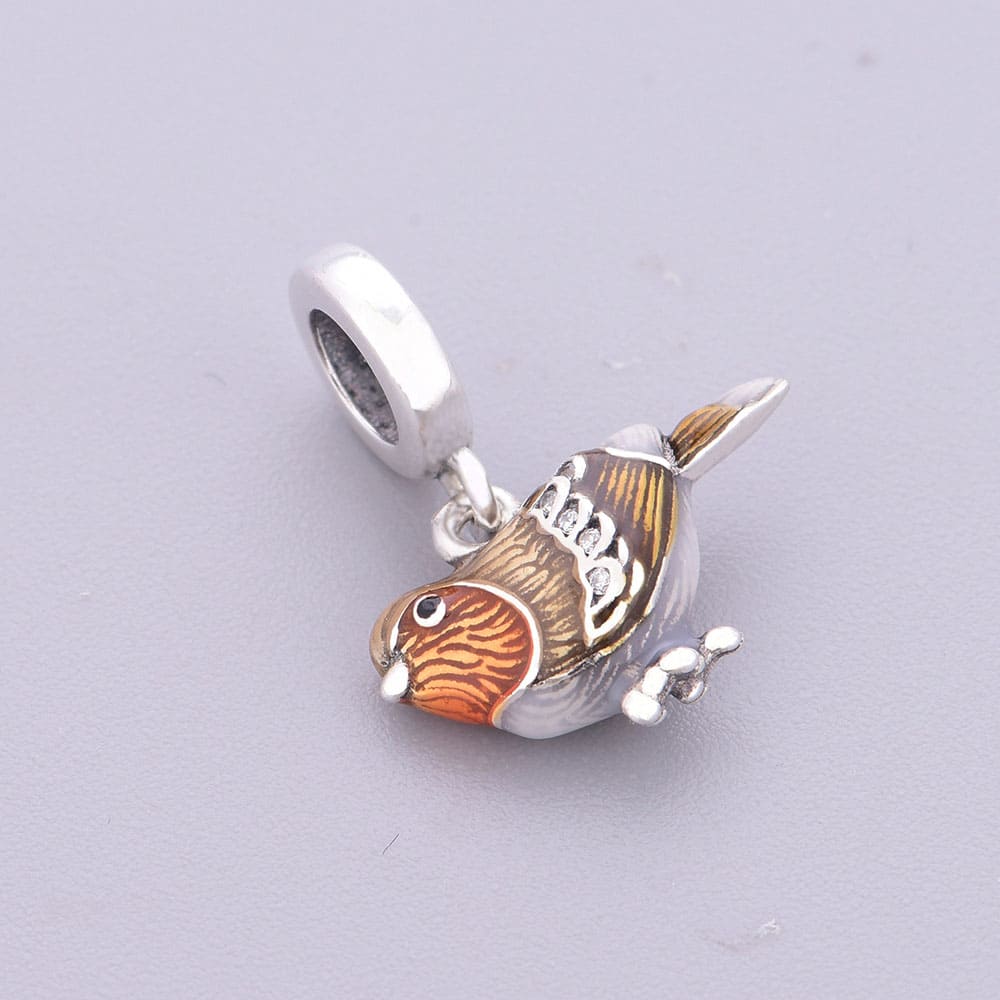 "Dawn Resonance" - 925 Sterling Silver European Robin Dangle Charm