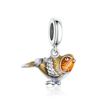 "Dawn Resonance" - 925 Sterling Silver European Robin Dangle Charm