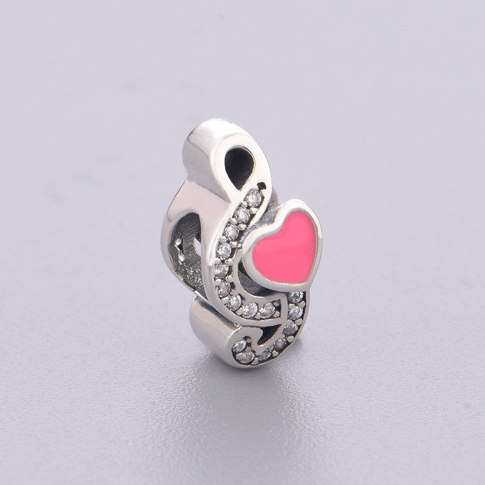 "Melodic Heart" - 925 Sterling Silver Treble Clef Music Note Charm