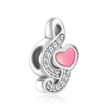 "Melodic Heart" - 925 Sterling Silver Treble Clef Music Note Charm