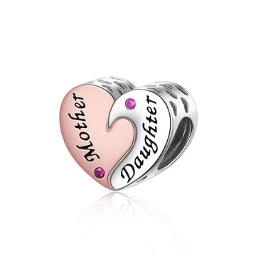 Mother & Daughter/Son Split Heart Charm - 925 Silver "Infinite Bond"