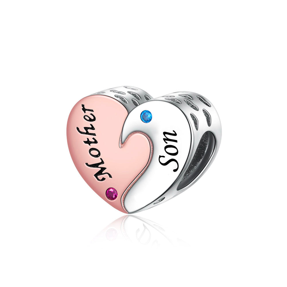 Mother & Daughter/Son Split Heart Charm - 925 Silver "Infinite Bond"