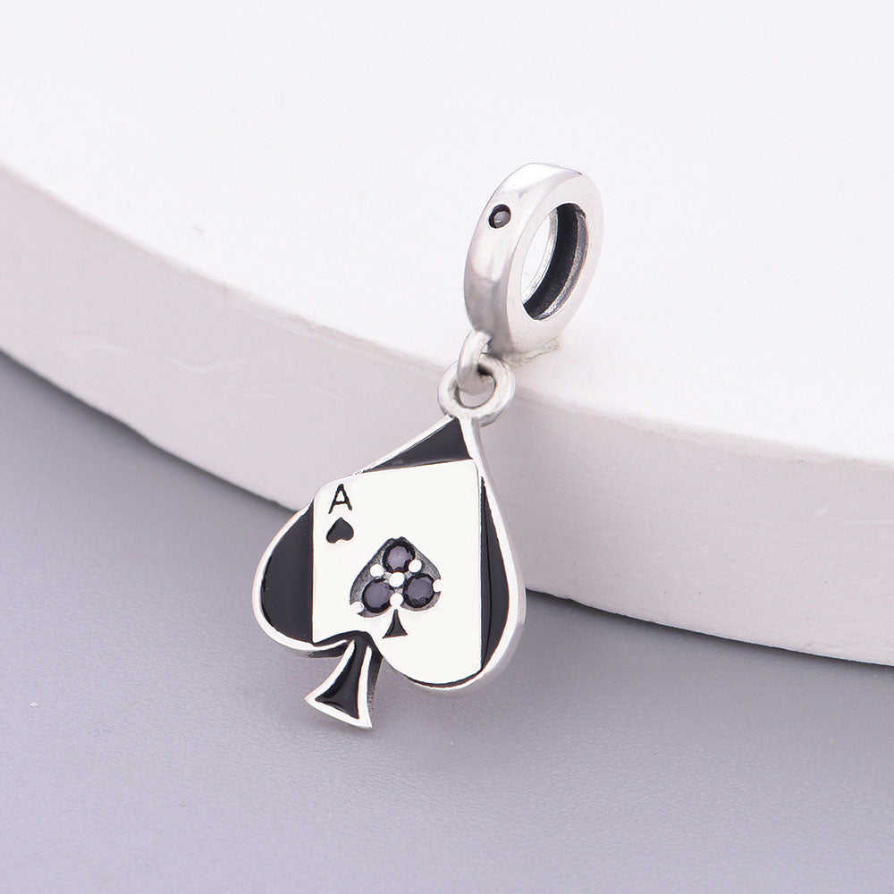 "Ace of Resonance" - 925 Sterling Silver Ace of Spades Playing Card Dangle Charm