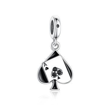 "Ace of Resonance" - 925 Sterling Silver Ace of Spades Playing Card Dangle Charm