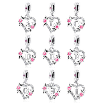 925 sterling silver Flower letters A-Z charms