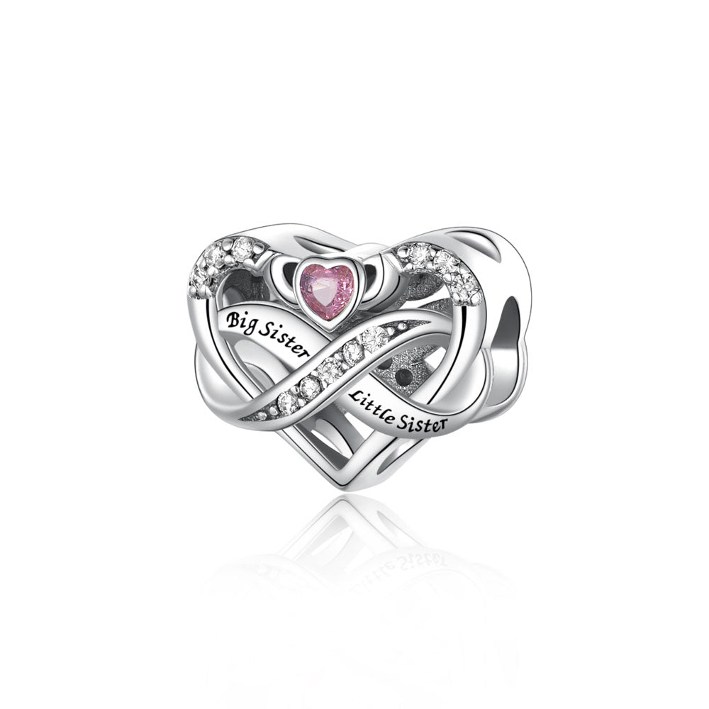 "Infinite Resonance" - 925 Sterling Silver Mobius Loop Family Heart Charm