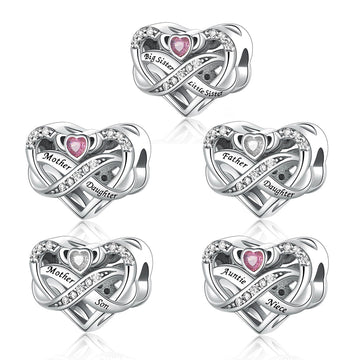 "Infinite Resonance" - 925 Sterling Silver Mobius Loop Family Heart Charm