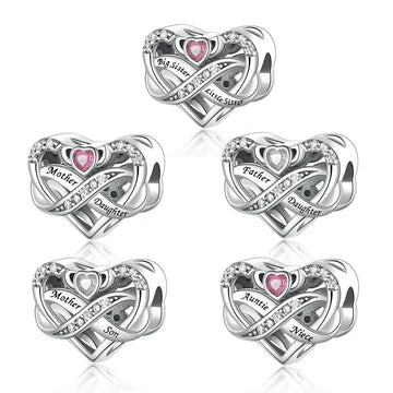 "Infinite Resonance" - 925 Sterling Silver Mobius Loop Family Heart Charm