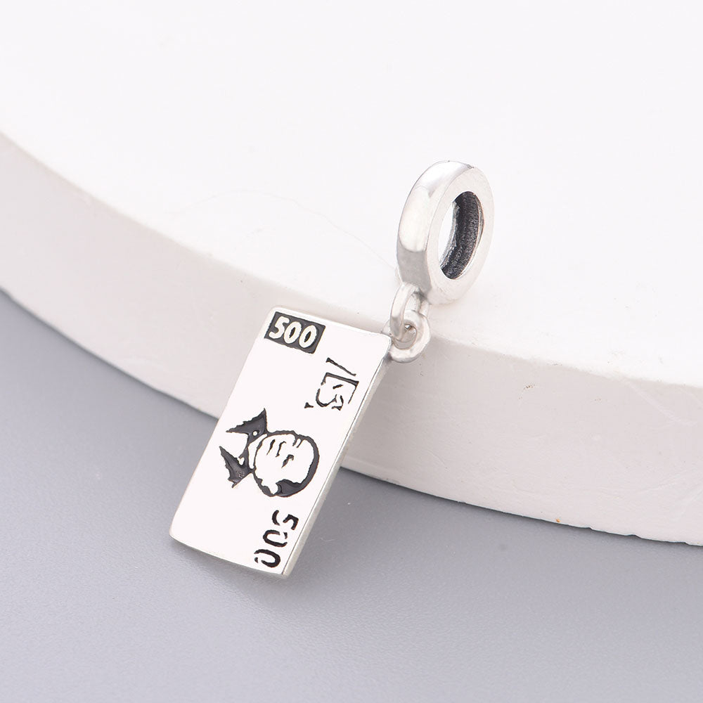 "Abundance Pulse" - 925 Sterling Silver Banknote Currency Dangle Charm