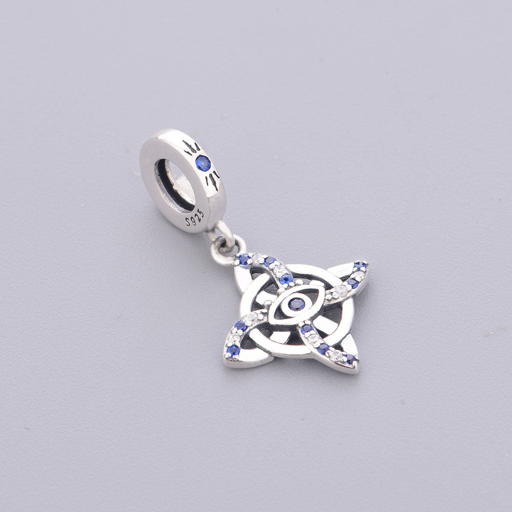 "Mystic Oversight" - 925 Sterling Silver Celtic Knot Evil Eye Dangle Charm
