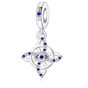 "Mystic Oversight" - 925 Sterling Silver Celtic Knot Evil Eye Dangle Charm