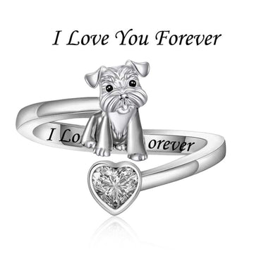 "Loyal Companion" - 925 Sterling Silver Schnauzer Heart Ring