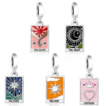 "Mystic Resonance" - 925 Sterling Silver Tarot Card Dangle Charm