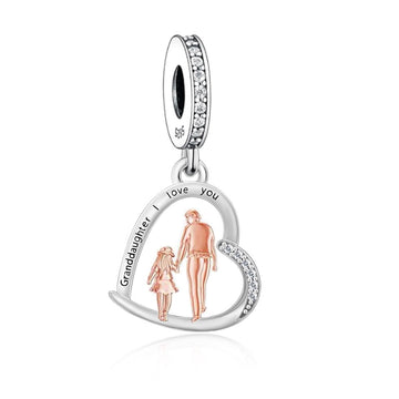 "Legacy Resonance" - 925 Sterling Silver Grandfather & Granddaughter Dangle Charm