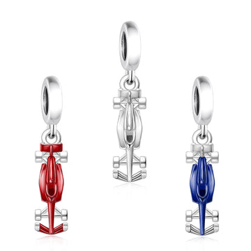"Velocity Resonance" - 925 Sterling Silver Grand Prix Racing Car Dangle Charm