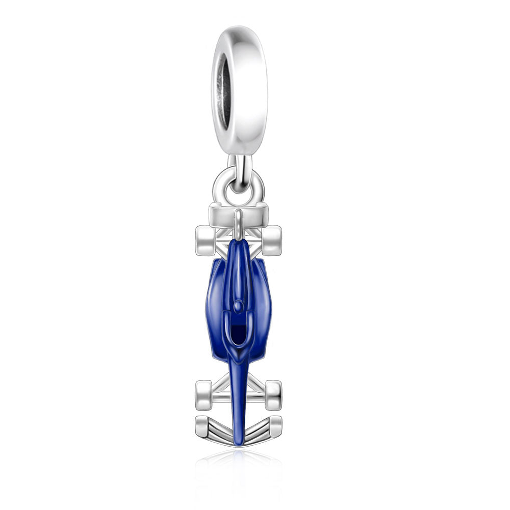 "Velocity Resonance" - 925 Sterling Silver Grand Prix Racing Car Dangle Charm