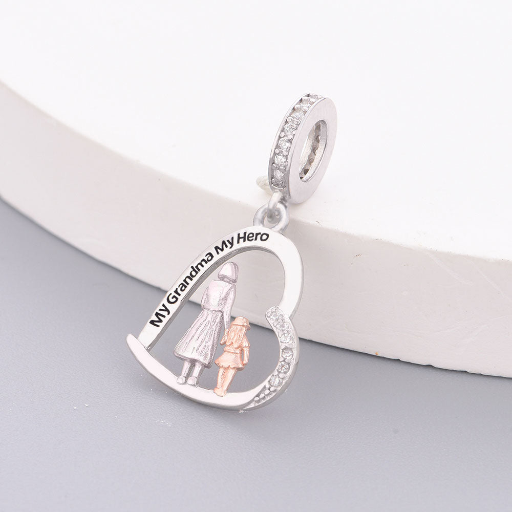 "Ancestral Resonance" - 925 Sterling Silver Grandma & Granddaughter Charm