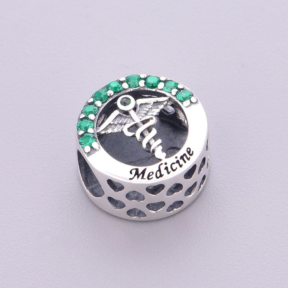 "Healing Resonance" - 925 Sterling Silver Medical Caduceus Bead Charm
