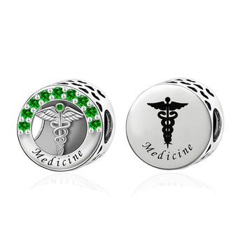 "Healing Resonance" - 925 Sterling Silver Medical Caduceus Bead Charm