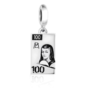 "Cultural Pulse" - 925 Sterling Silver Mexico Pesos Banknote Dangle Charm