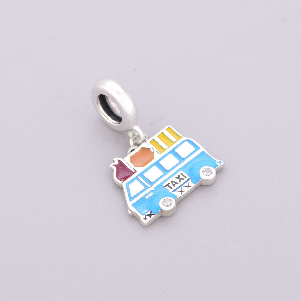 "Guatemala Resonance" - 925 Sterling Silver Colorful Bus Taxi Dangle Charm