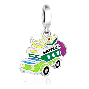 "Ecuador Pulse" - 925 Sterling Silver Tropical Bus Dangle Charm