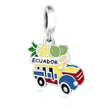 "Guatemala Pulse" - 925 Sterling Silver Colorful Miracle Bus Dangle Charm