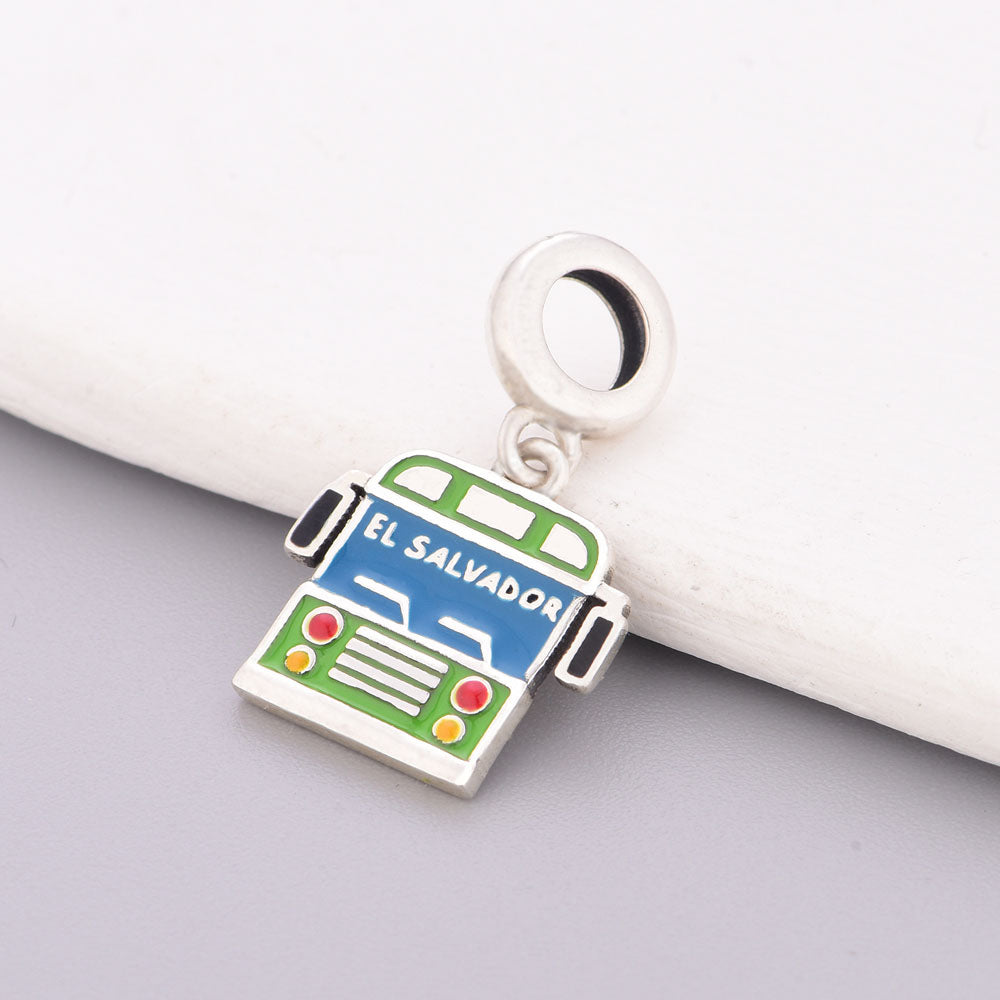 "Journey Resonance" - 925 Sterling Silver El Salvador Bus Dangle Charm