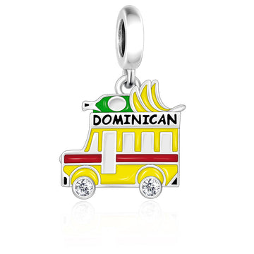 "Tropical Resonance" - 925 Sterling Silver Dominican Bus Dangle Charm