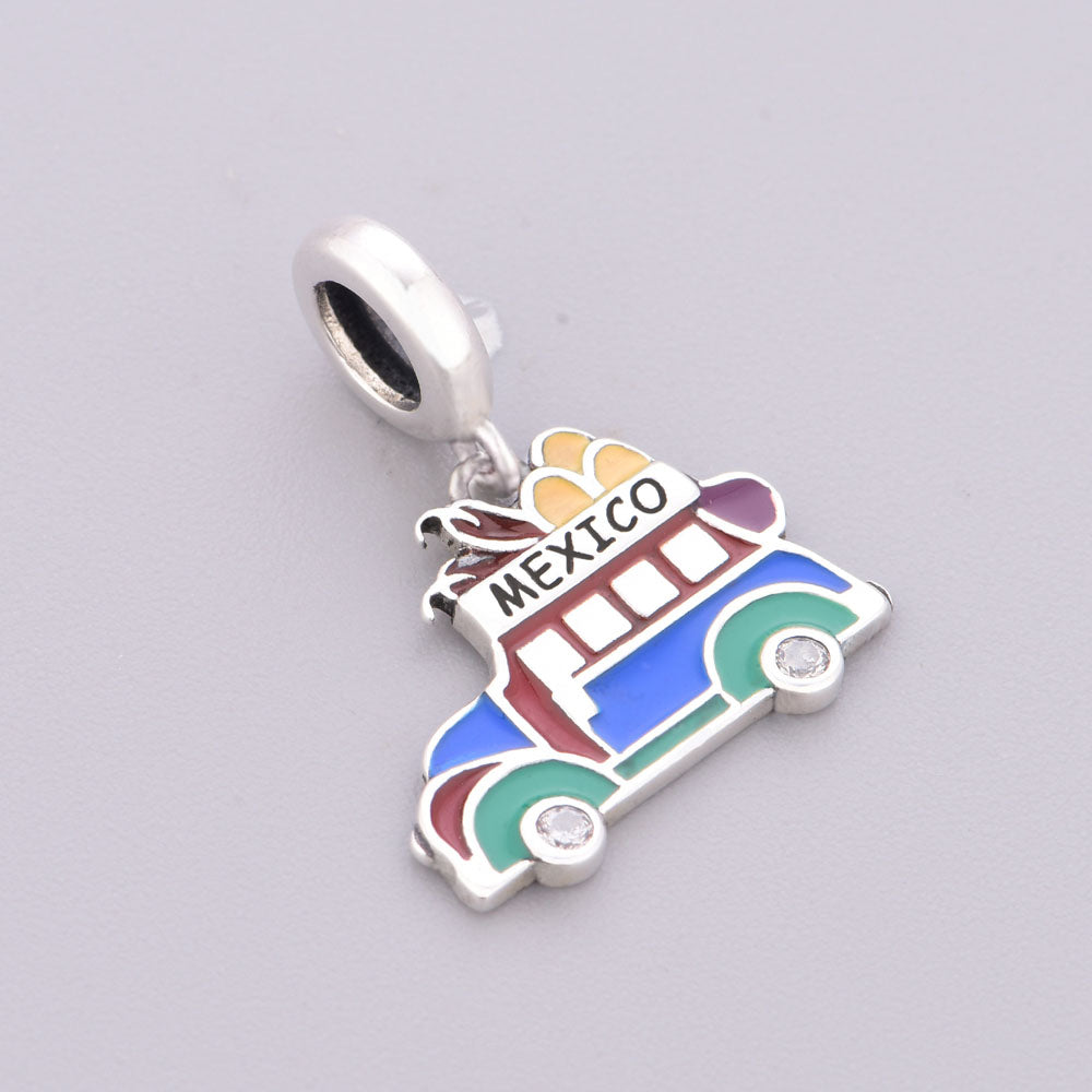"Mexico Resonance" - 925 Sterling Silver Classic Bus Dangle Charm