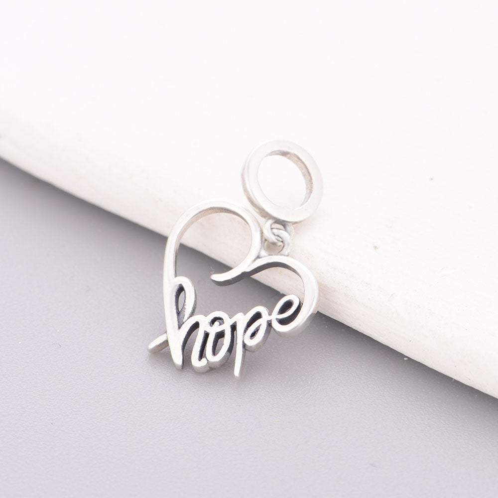 "Hope Resonance" - 925 Sterling Silver Open Heart Dangle Charm