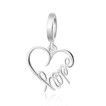 "Hope Resonance" - 925 Sterling Silver Open Heart Dangle Charm