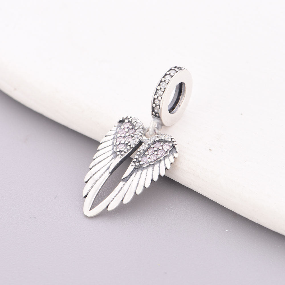 "Angelic Resonance" - 925 Sterling Silver Angel Wings Dangle Charm
