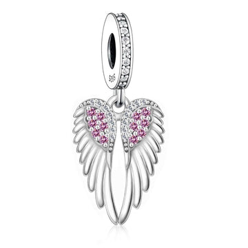 "Angelic Resonance" - 925 Sterling Silver Angel Wings Dangle Charm