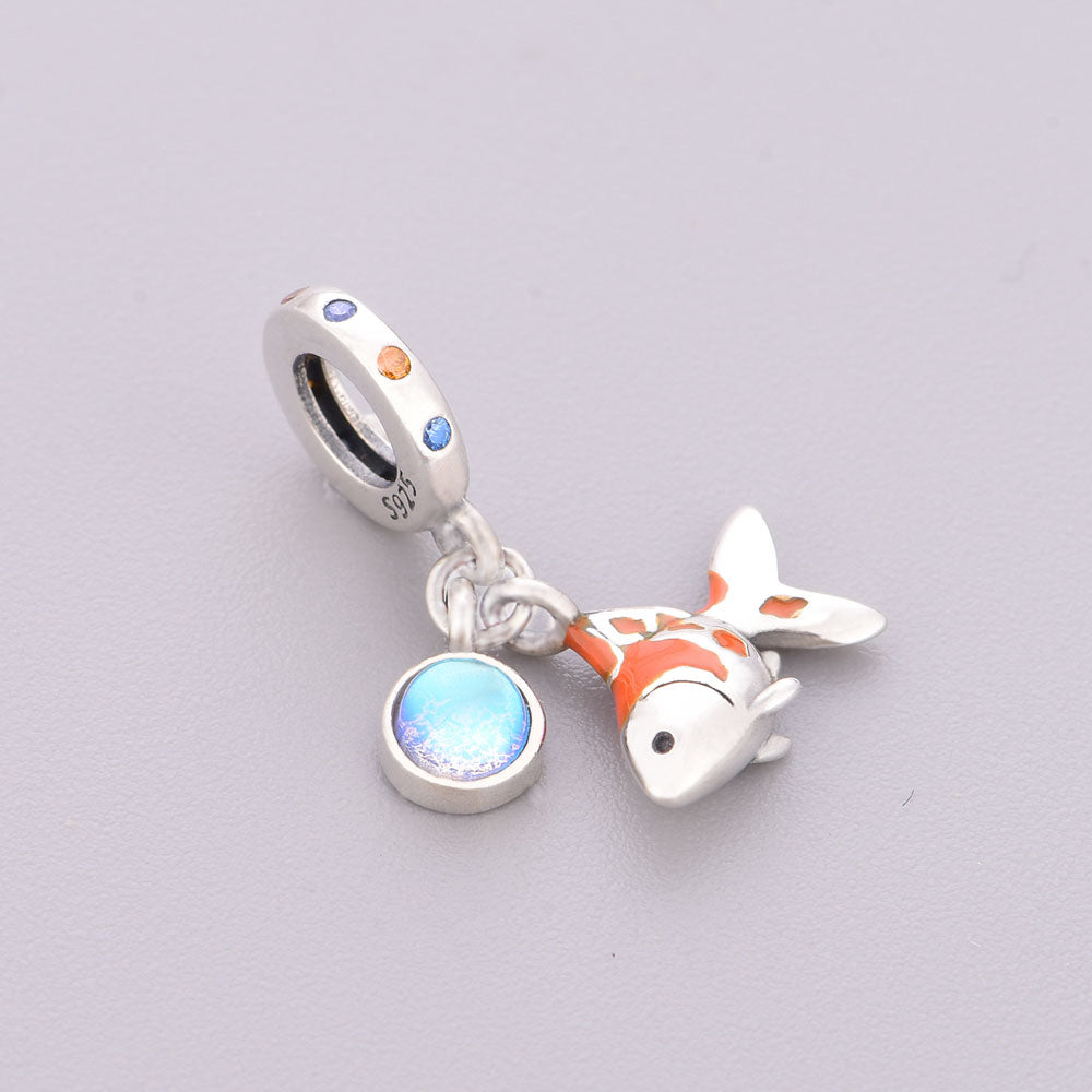 "Koi Resonance" - 925 Sterling Silver Lucky Fish Dangle Charm