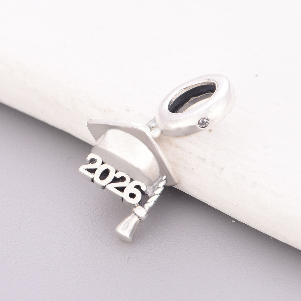 2026 Graduation Cap 3D Pendant - Pure 925 Sterling Silver