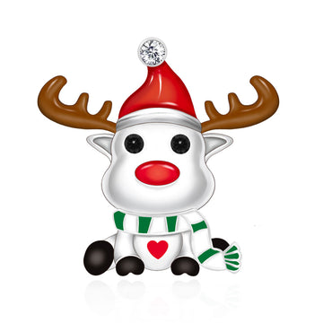 "Festive Spirit" - 925 Sterling Silver Reindeer Holiday Charm