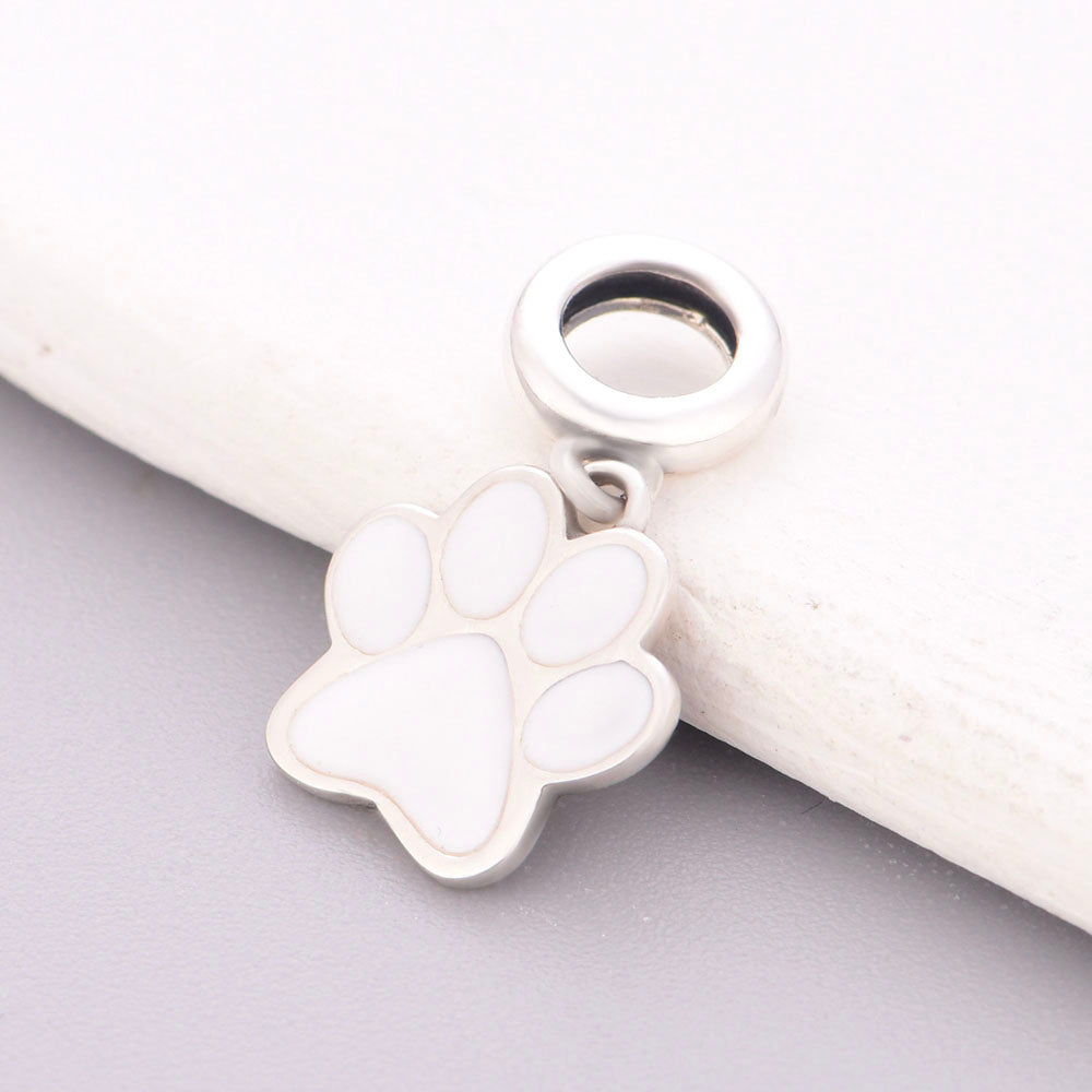 "Faithful Echo" - 925 Sterling Silver Paw Print Dangle Charm