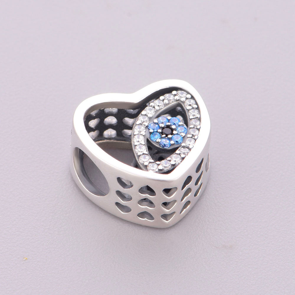 "Gaze of Resonance" - 925 Sterling Silver Heart Evil Eye Charm