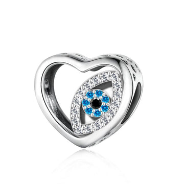 "Gaze of Resonance" - 925 Sterling Silver Heart Evil Eye Charm