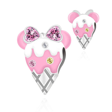 "Sweet Retreat" Ice Cream Bow Bead - 925 Silver & Pink Stellar CZ
