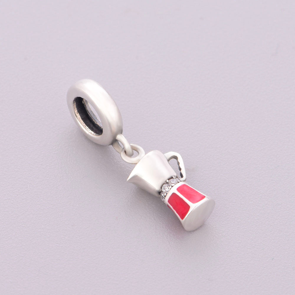 "Brewed Resonance" - 925 Sterling Silver Italian Moka Pot Dangle Charm