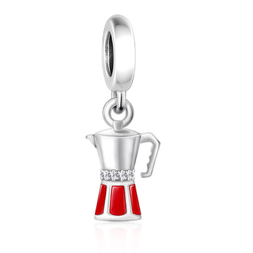 "Brewed Resonance" - 925 Sterling Silver Italian Moka Pot Dangle Charm