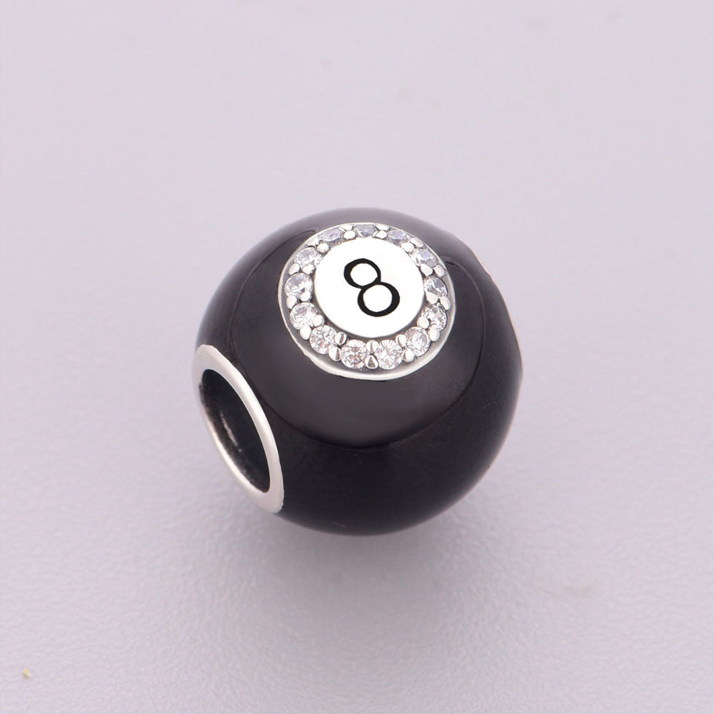 "Final Break" - 925 Sterling Silver Lucky Black 8 Billiard Charm