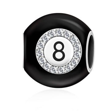 "Final Break" - 925 Sterling Silver Lucky Black 8 Billiard Charm