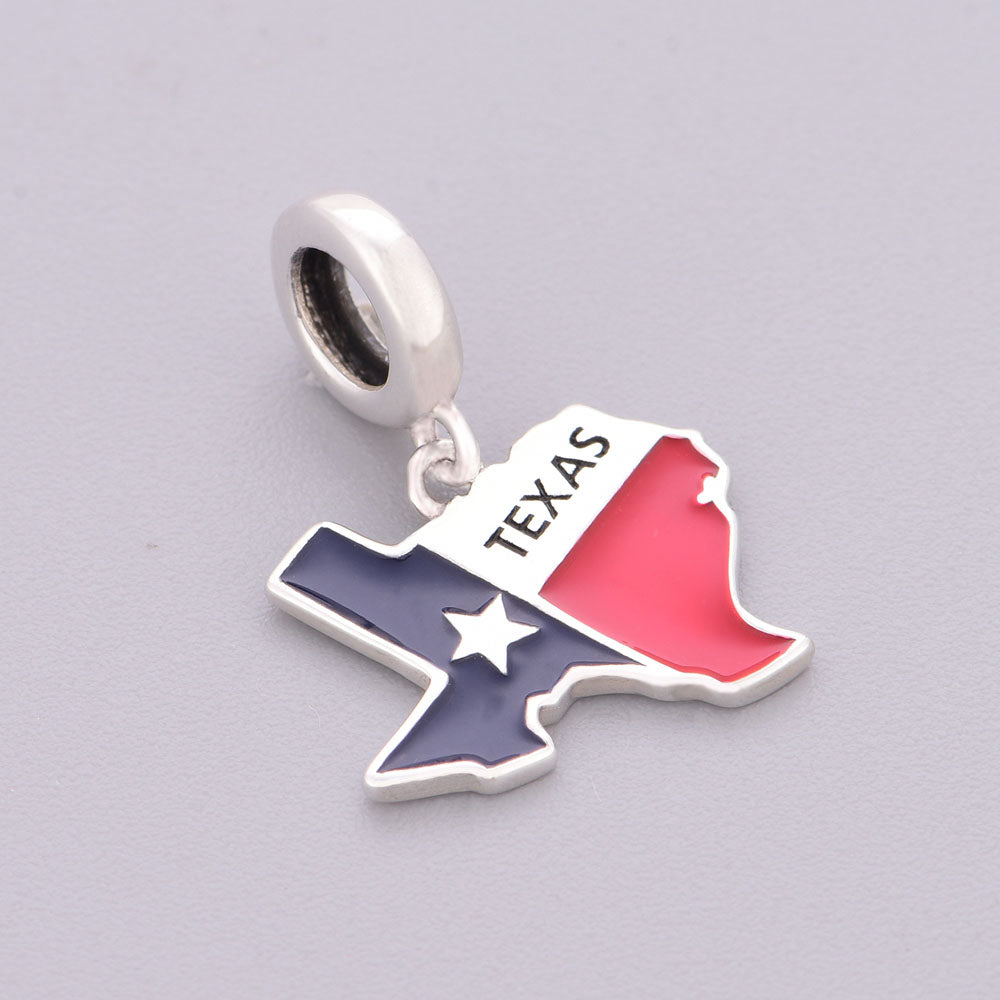 "Lone Star Rhythm" - 925 Sterling Silver Texas State Map Dangle Charm